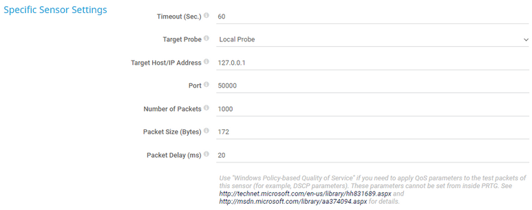 Specific Sensor Settings